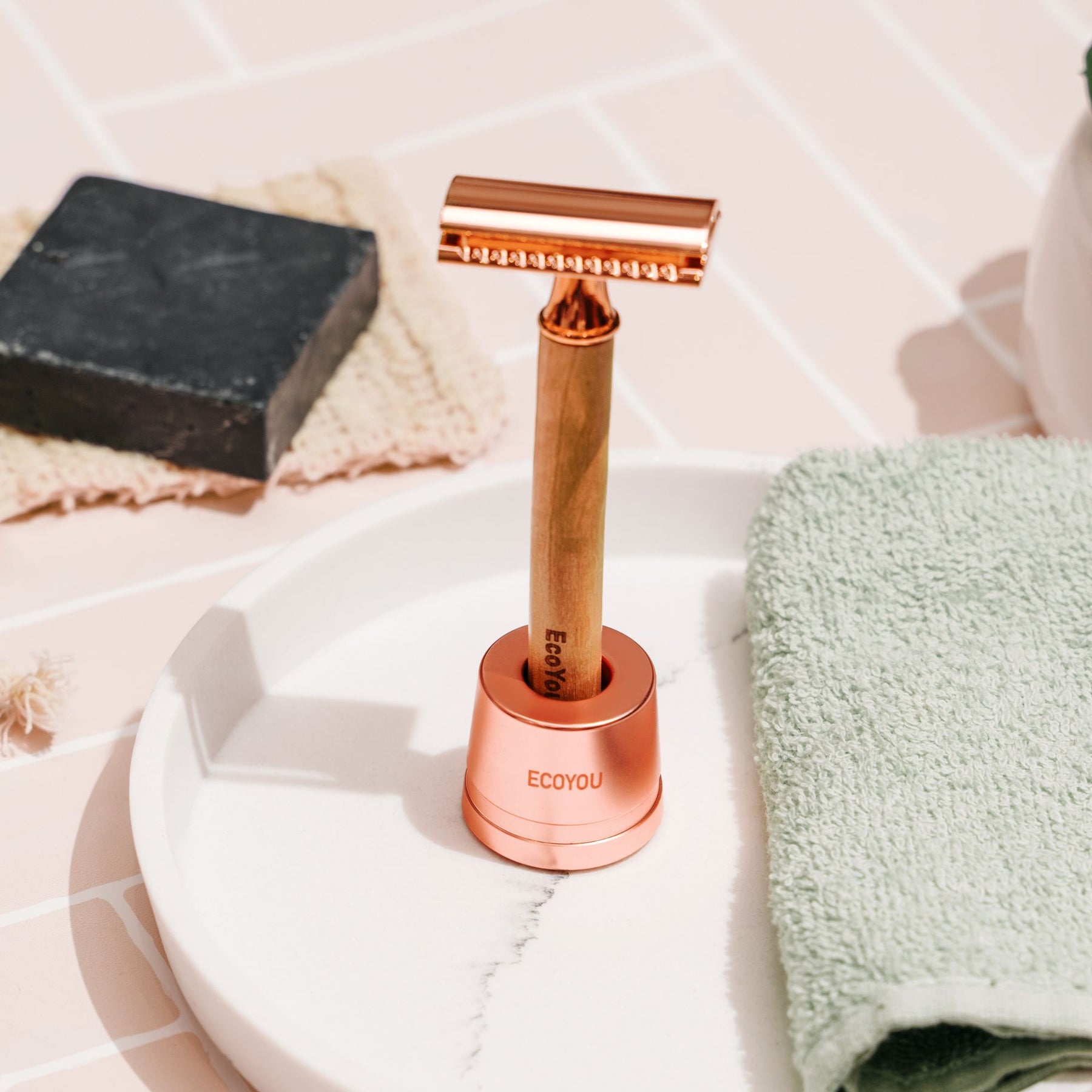 Rosé Rasierständer für Rasierhobel - EcoYou