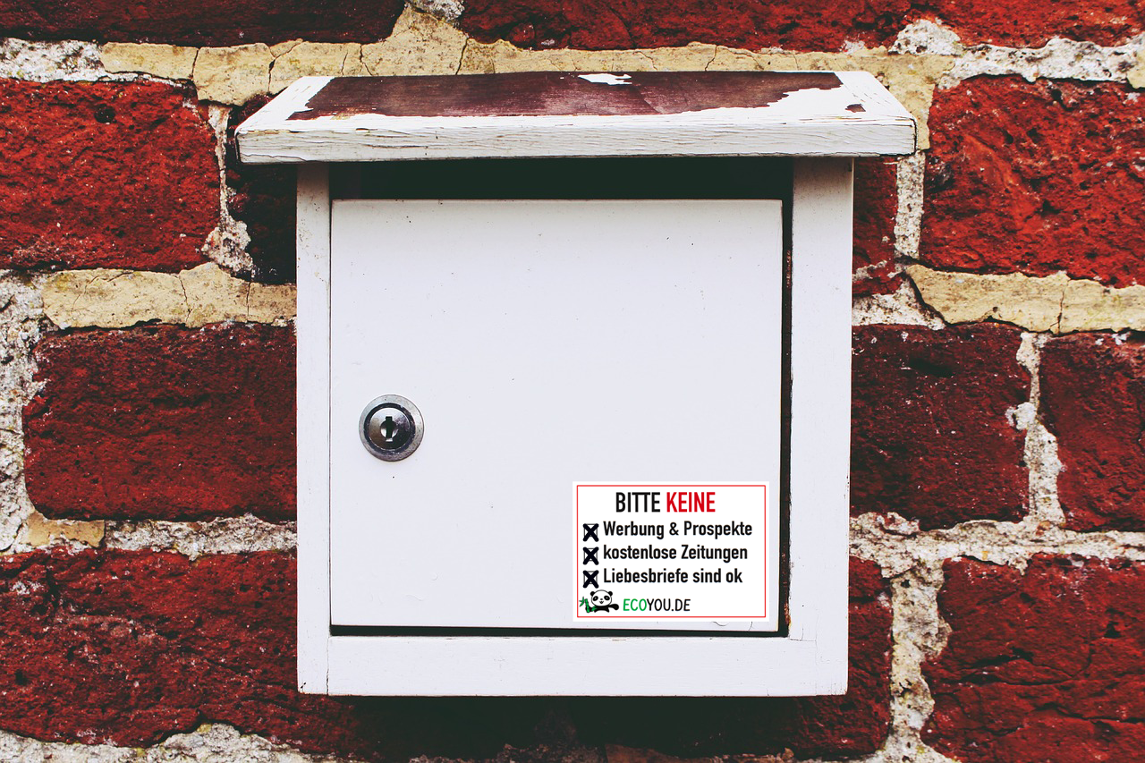 Bitte keine Werbung Briefkasten-Sticker 3 x wetterfeste Aufkleber - EcoYou