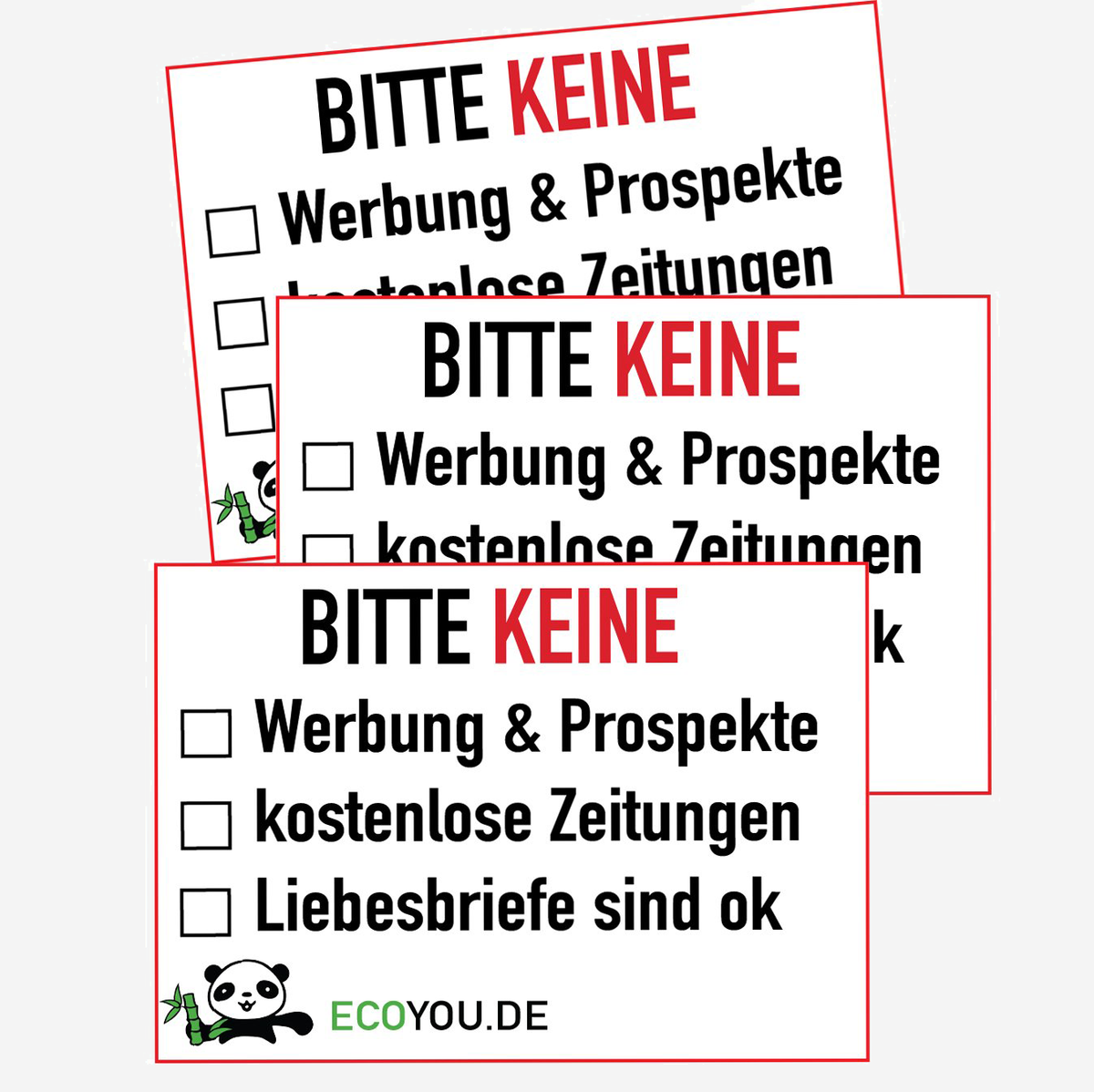 Bitte keine Werbung Briefkasten-Sticker 3 x wetterfeste Aufkleber - EcoYou