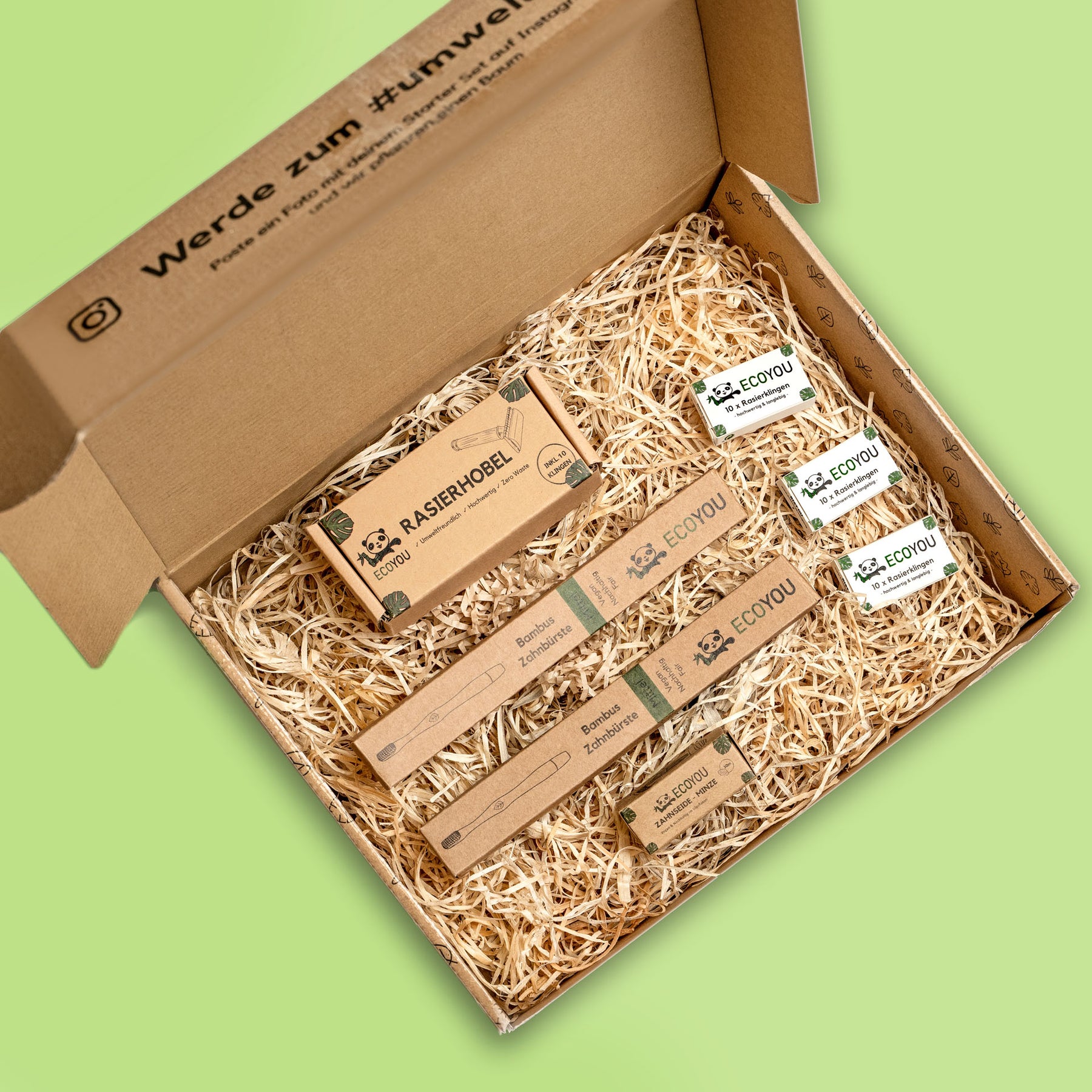 Zero Waste Rasierhobel Set inkl. Bambus Zahnbürsten in Geschenkbox - EcoYou