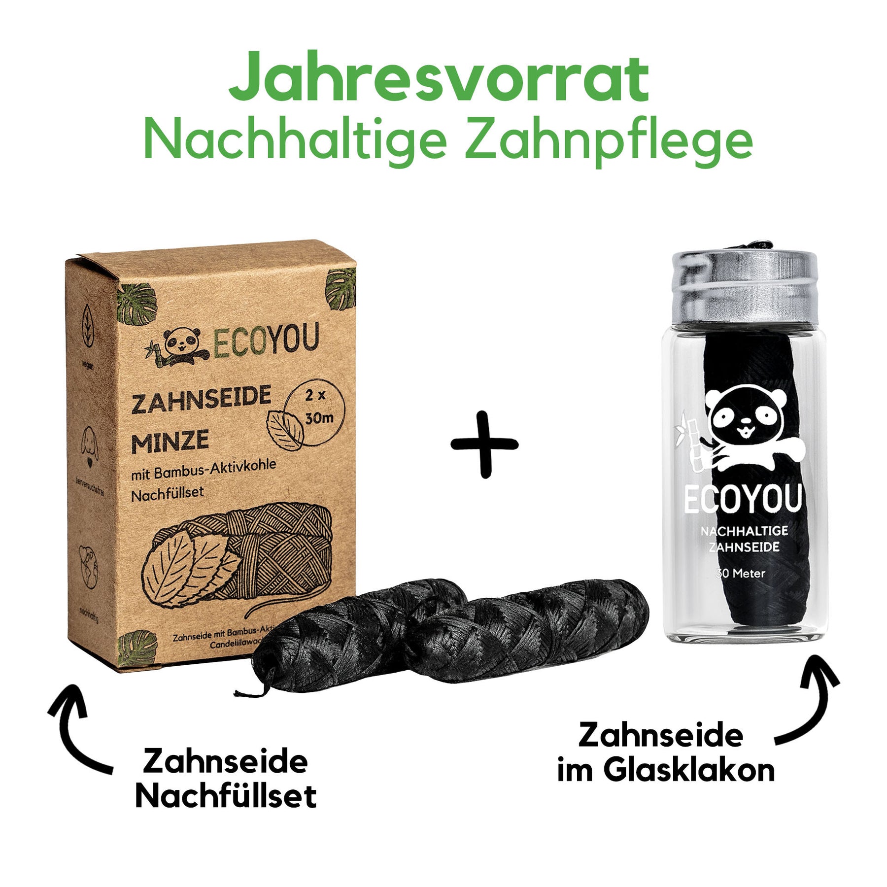 Zahnseide im Glas inkl. Vorratsset (Jahresvorrat) - EcoYou