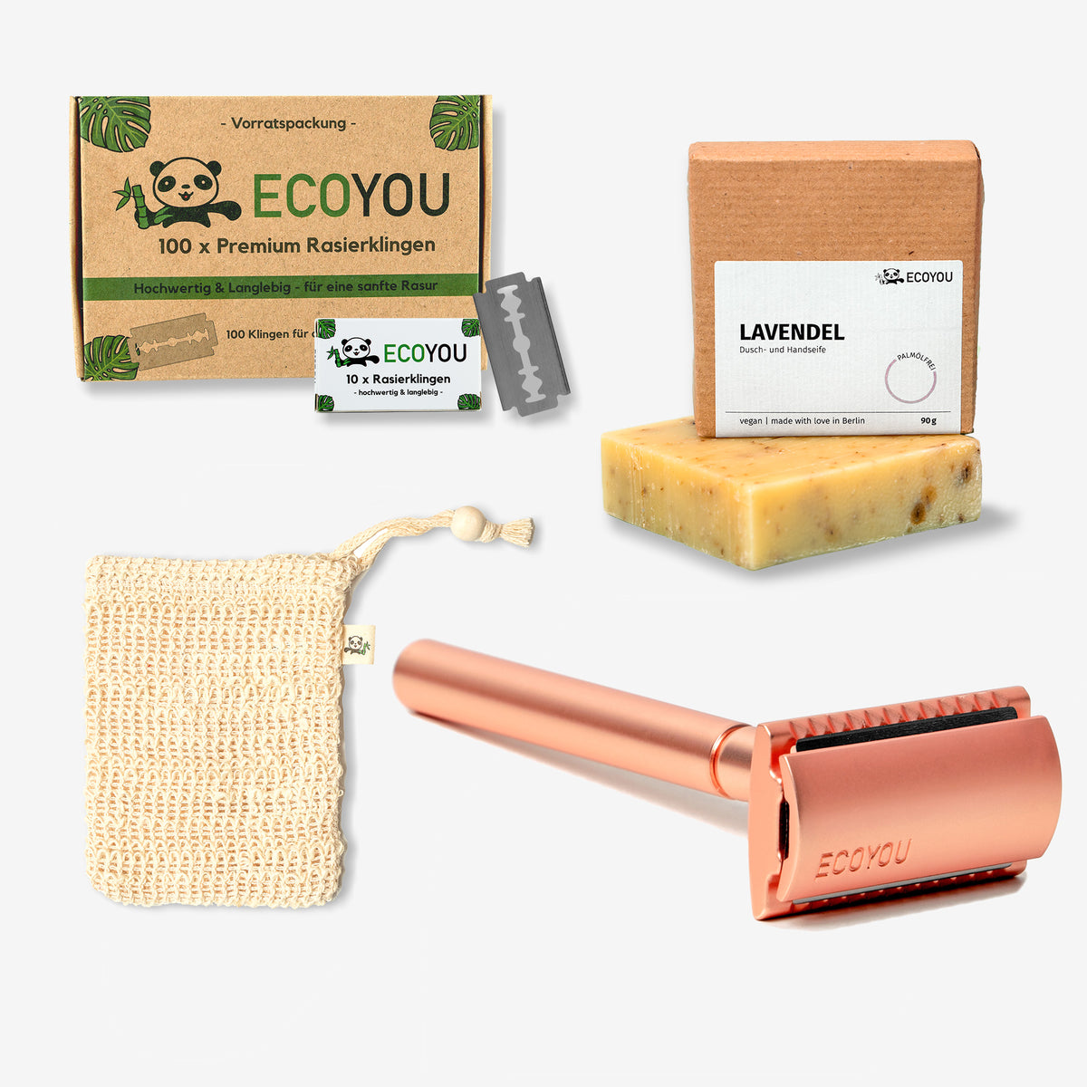 Rasierset - Rasierhobel Rosé Metallic - EcoYou