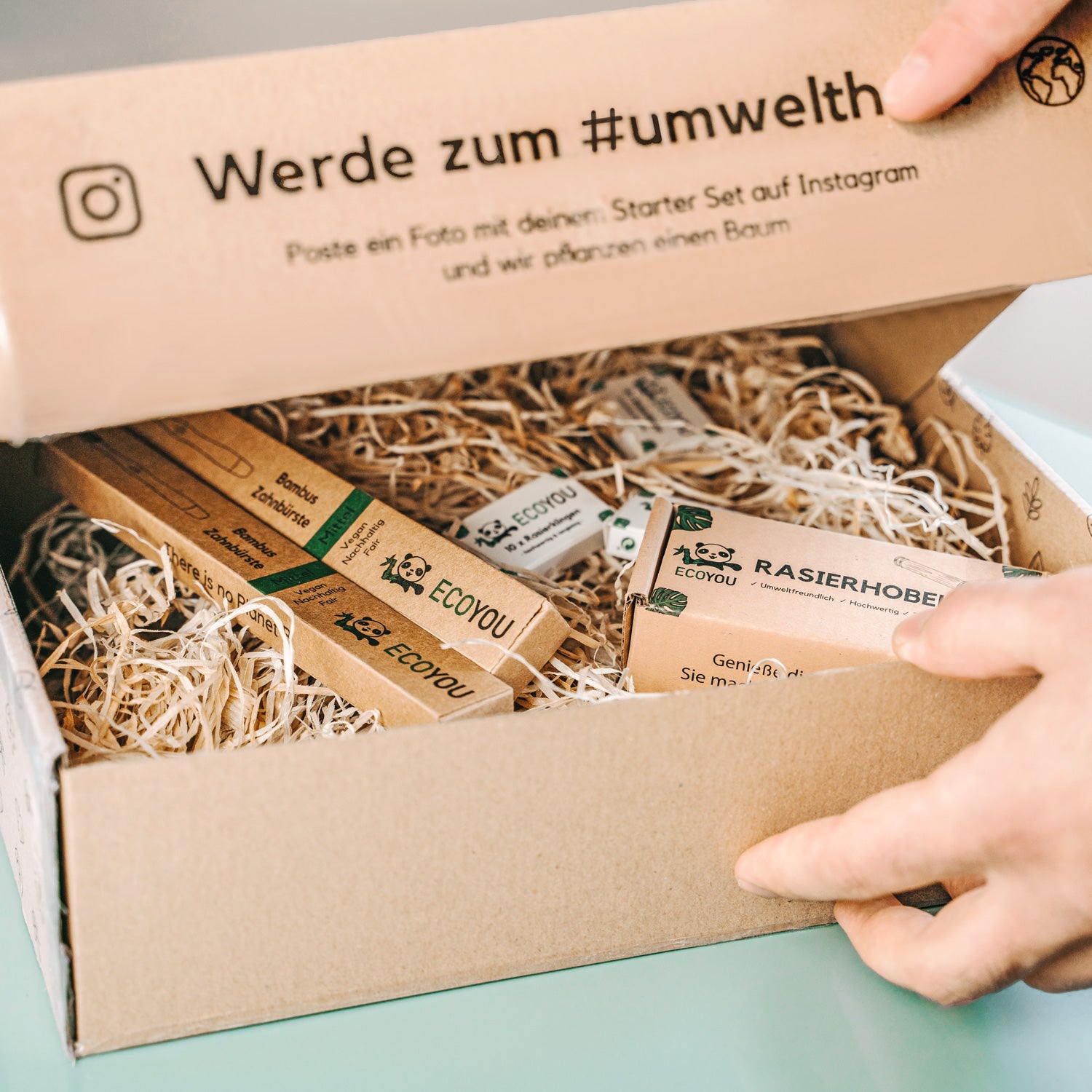 Zero Waste Rasierhobel Set inkl. Bambus Zahnbürsten in Geschenkbox - EcoYou