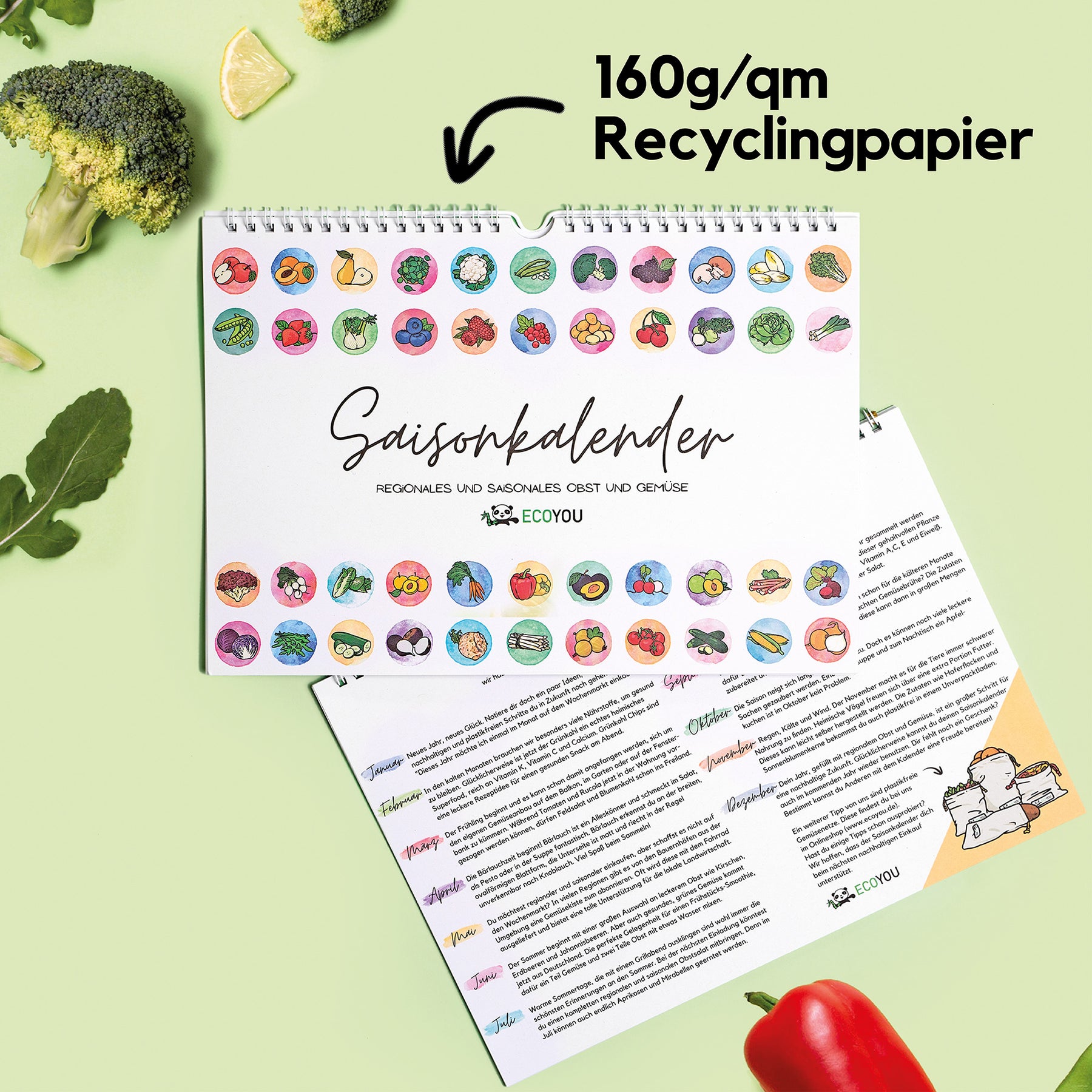 Saisonkalender für Obst und Gemüse A4 - EcoYou