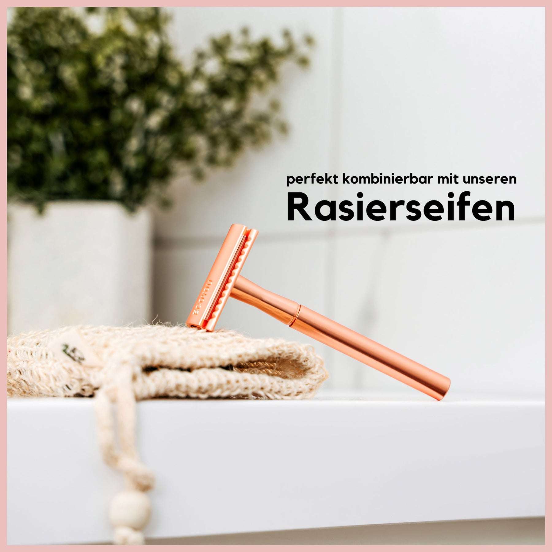 Rasierhobel Metallic - Rosé inkl. 10 Rasierklingen - EcoYou
