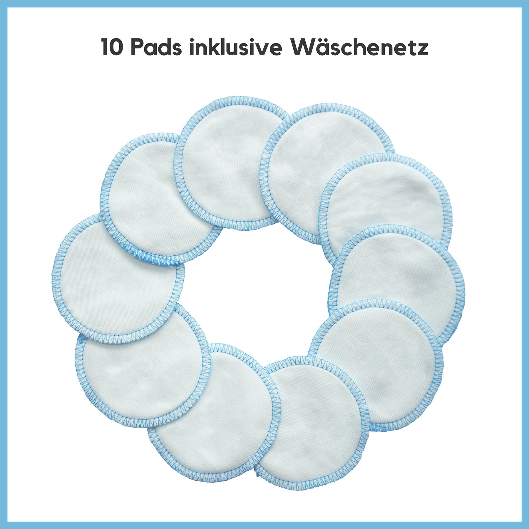 Waschbare Abschminkpads Bio Baumwolle 10 Pads Blau - EcoYou