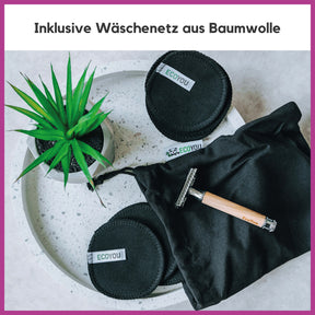 Waschbare Abschminkpads Bio Baumwolle 10 Pads  Black - EcoYou