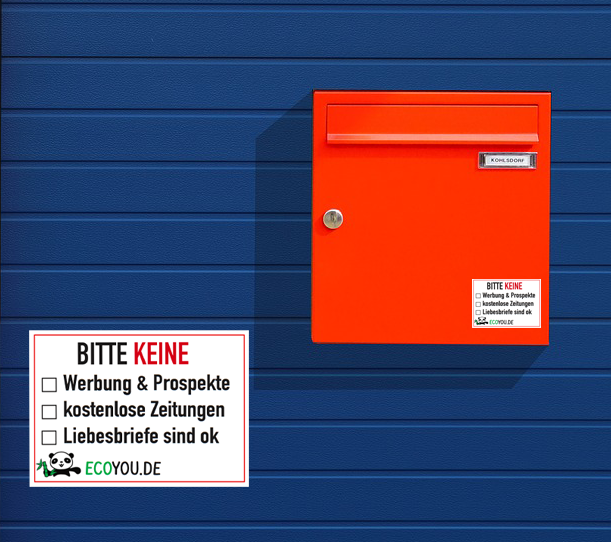 Bitte keine Werbung Briefkasten-Sticker 3 x wetterfeste Aufkleber - EcoYou