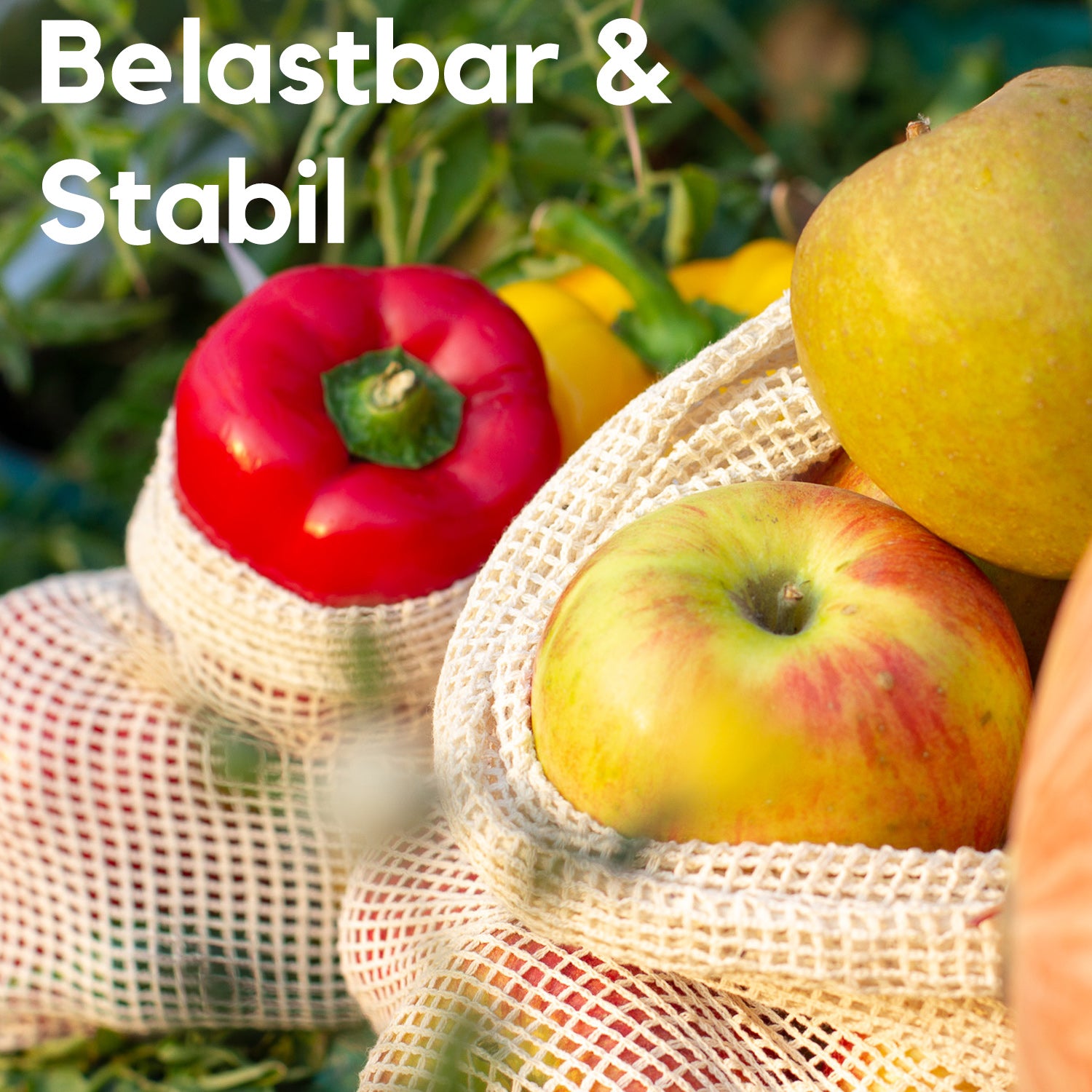 Obst- & Gemüsenetze + Brotbeutel Bio Baumwolle 5er Set inkl. Saison Kalender - EcoYou