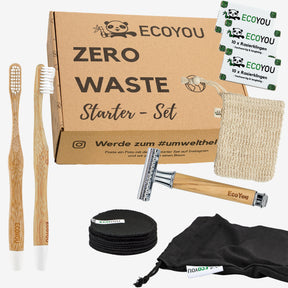 Zero Waste Geschenk Set Bad inkl. Rasierhobel, Pads, Zahnbürste, Klingen - EcoYou