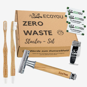 Zero Waste Rasierhobel Set inkl. Bambus Zahnbürsten in Geschenkbox - EcoYou