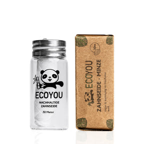 Nachhaltige Zahnseide mit Bambus Aktivkohle im Glasflakon - 30m - EcoYou