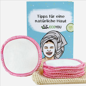 Waschbare Abschminkpads Bio Baumwolle inkl. Wäschenetz 10 x Pads Pink - EcoYou